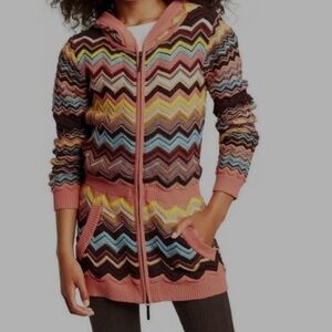 Missoni for target girls kids chevron knit long zip up hoodie jacket size M
